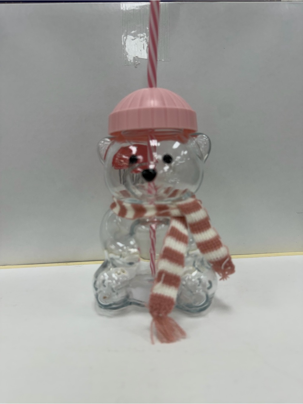 Aldi merry moments penguin sipper Christmas glass cup green scarf 18.6oz